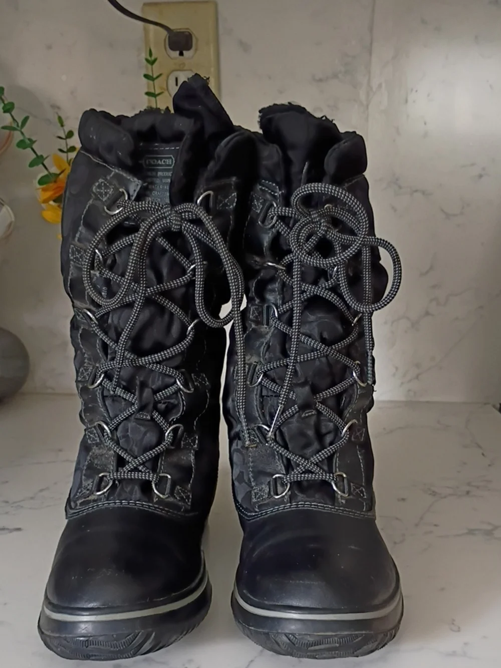 Coach Women's Black Winter Lace-Up Boots